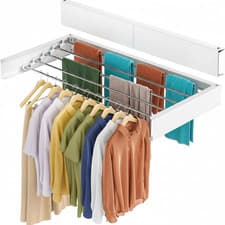 Image of Wall Mounted Clothes Drying Rack Foldable Retractable Laundry Airer Heavy Duty