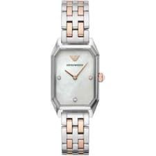 Image of EMPORIO ARMANI AR11146 LADIES TWO TONE MOTHER OF PEARL DIAL WATCH. NEW