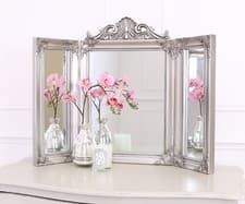 Image of 55x74cm Silver Triple Dressing Table Bedroom Make Up Vanity Mirror