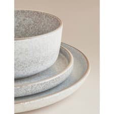 Image of Marble Effect Dinner Set 12 Piece Plates Bowls Modern Tableware Set