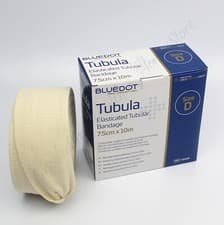 Image of Elasticated Tubular Support Bandage Size D. 7.5cm Flat Width x 10m. Full Roll.