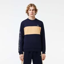 Image of Men's Lacoste Crewneck Colourblock Sweatshirt in Blue