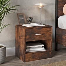 Image of 1 Drawer Compact Wooden Bedroom Bedside Cabinet Furniture Nightstand Side Table