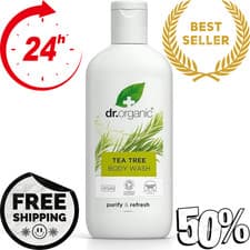 Image of Dr Organic Tea Tree Body Wash, Shower Gel, Natural, Vegan, Cruelty-Free, Paraben