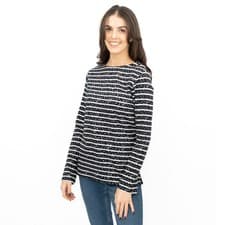 Image of Crew Clothing Womens Top Navy Ultimate Breton Stripe Stars Cotton Long Sleeve 12