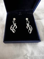 Image of Genuine Swarovski Crystal And Rhodium 5cm Drop Earrings BNIB 1039097