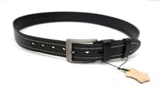 Image of Black Leather Blet With White Stitching Premium Quality 100% Leather Belt