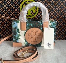 Image of Tory Burch Ella Printed Mini Tote Crossbody Bag Rayure Fleurie