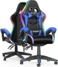Image of RGB Gaming Chair with LED Lights & Ergonomic Computer Chair Reclining Blue