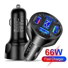 Image of 35W 4 Port Fast Car Charger USB Cigarette Lighter Socket Power Adapter