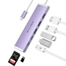 Image of WALNEW Purple 7-in-1 USB C Hub Multiport Adapter, with 4K HDMI, 100W PD, USB- C