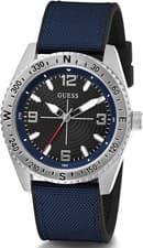 Image of New Guess Mens North Blue Sport Watch Silicone Strap Water Resistant Black Dial