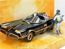 Image of BATMOBILE BATMAN MODEL CAR 1:24 SCALE CLASSIC TV SERIES BLACK JADA + FIGURES K8