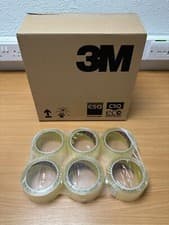 Image of 6 Rolls of 3M Scotch Strong Packing Packaging Tape Transparent 66m x 48mm Pack 6