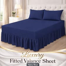 Image of Fitted Valance Sheets Polycotton Luxury Non- Iron Plain Dyed Premium Bed Sheets