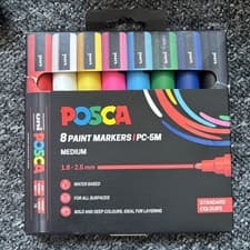 Image of Uni Posca Marker Pen 1.8-2.5mm Bullet Tip PC-5M Pack of 8 Assorted