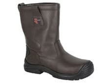 Image of Grafters Leather Rigger Safety Boots Extra Wide Steel Toe Cap Pull On Work Boots