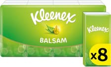 Image of Kleenex Balsam Pocket Tissues 8 Pack Travel Size Balmcare Soothing Soft Tissue