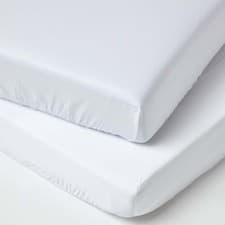 Image of White Cot Fitted Sheets 2 Pack – 100% Organic Cotton Sateen, Soft & Breathable