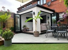 Image of Open Bifold Door Set | Black Aluminium Glazed System