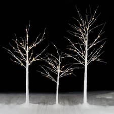 Image of Birch Tree Christmas Decoration 4ft, 5ft 6ft Pre Lit Warm White LED Outdoor Xmas