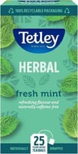 Image of Tetley Herbal Fresh Mint, Refereshing flavour & Caffeien free, Box of 25 Teabags