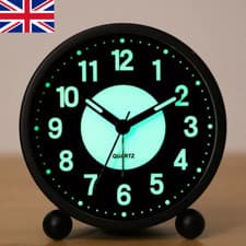 Image of Night Light Analog Alarm Clock Silent Non Ticking Ascending Beep Sounds UK