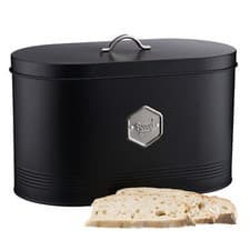 Image of Kitchen Storage Bread Bin With Nameplate Black / Silver by Cooks Professional