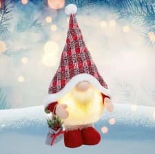 Image of Red Light Up Christmas Gonk Holding Pouch Festive Standing Plush Decoration 50cm