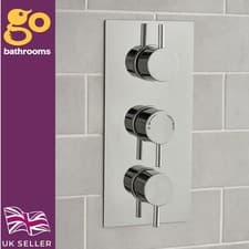 Image of Chrome Triple Outlet Concealed Thermostatic Shower Valve Round Control Shower