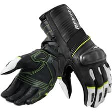 Image of Rev'it RSR 4 Leather Gloves Motorbike Motorcycle Sport Summer Black Neon Yellow
