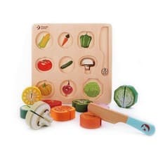 Image of Classic World - Wooden Play Food - Cutting Vegetable Puzzle Toy- 20 pieces Colou