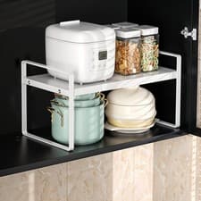 Image of 1-Tier 30cm White Kitchen Organizer Shelf Cupboard Storage Rack Space Saver