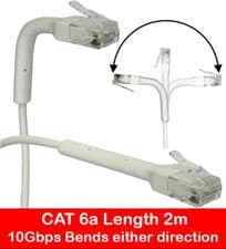 Image of 2m CAT6 Ethernet Network Patch Cable Adjustable 90 Degree Right Angled CAT 6a