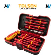 Image of Tolsen VDE Screwdriver Set 13-Piece Slotted/PH1/PH2/PZ/Torx DIY Hand Tool Kit
