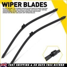 Image of 2x Wiper Blades (Pair) Flat / Aero type fits MERCEDES C220D Front 2.0D 2.2D Set
