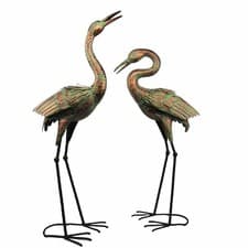 Image of Pair of Verdigris Elegant Garden Cranes / Heron (Also available individually)