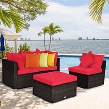 Image of 4 PCS Rattan Patio Conversation Set Outdoor Furniture Sofa Set w/ Coffee Table