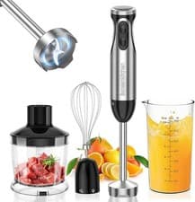Image of  Stainless Steel Hand Blender, 4-in-1 Stick Blender 1000W, 20 Speed