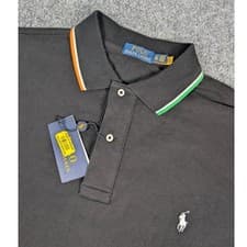 Image of Polo Ralph Lauren Polo Shirt Mens XLT Black Tipped Collar Cuffs NWT