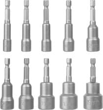 Image of 10 Pcs Magnetic Hex Socket Nut Setter Driver, 6-19Mm Hex Shank, 1/4 Inch Drill B