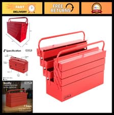 Image of Heavy Duty 4 Tier Metal Cantilever Tool Box - 7 Tray Organizer 21" / 530mm