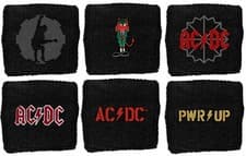 Image of official LOGO SWEATBAND - AC/DC ACDC - PWR UP BLACK ICE ANGUS CARICATURE COG