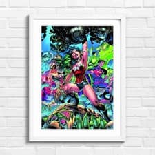 Image of Justice League Heroes Squad Action Original Framed Wall Art Print Large Picture