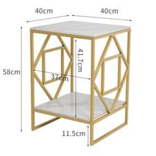 Image of 2 Tier Coffee Table End Side Table Modern Design w/ Open Shelf Living Room White