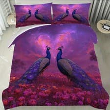 Image of Flower Sky Peacock Duvet Quilt Cover Set & Pillowcases Single Double King Decor