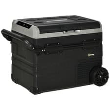 Image of Outsunny 50L Car Refrigerator 12V Portable Freezer w/ Inner LED Light, Wheels