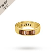 Image of GUESS. Gold Band ring. Bronze & Topaz colour gems. Light catching Design Unisex
