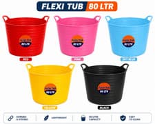 Image of 80L Heavy Duty Flexi Tub Bucket Garden Storage Builder Waste Bin Strong