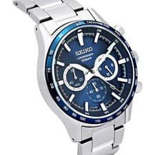 Image of Seiko Sports Chronograph Blue Dial Stainless Steel Strap Men's Watch SSB445P1